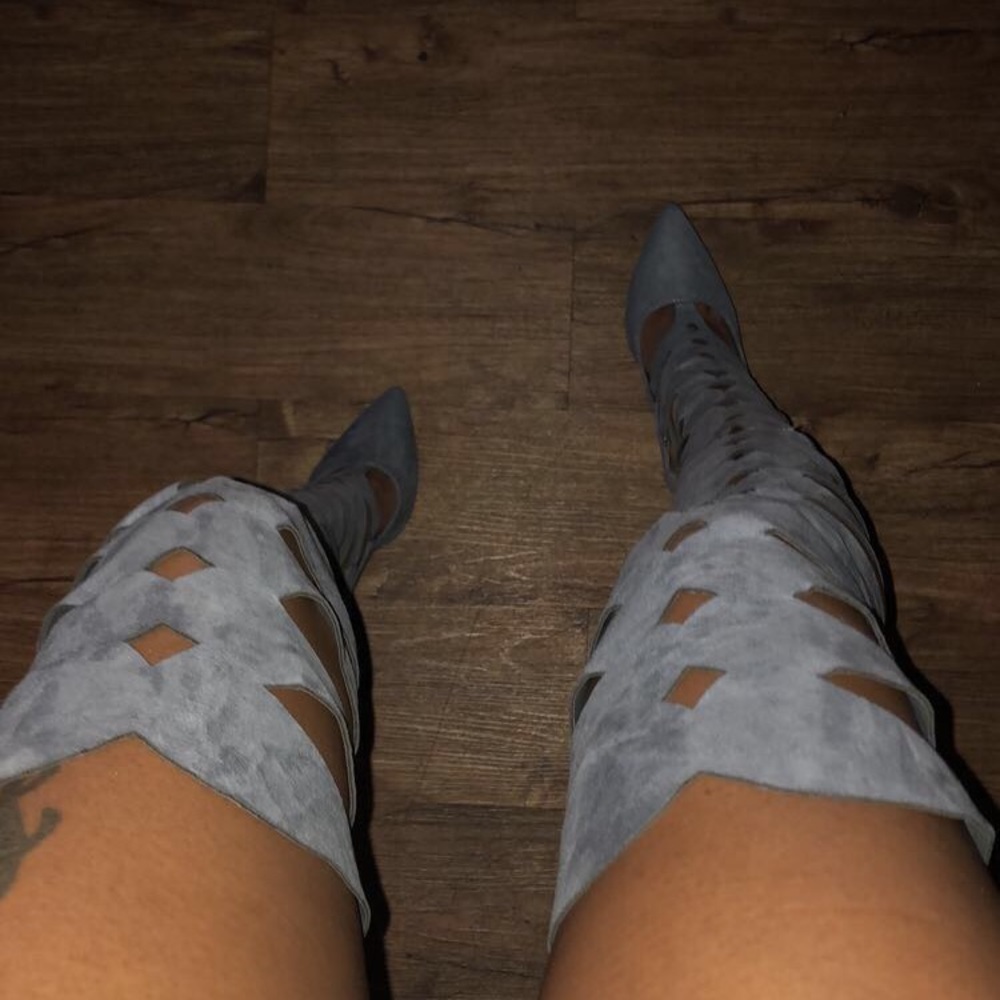 Thigh high boot heels